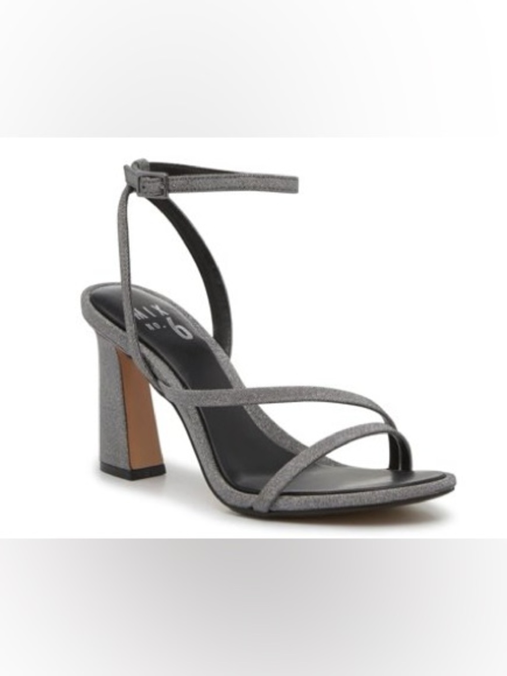 Mix No. 6 Metallic Gray Strappy Block Heel Sandal
